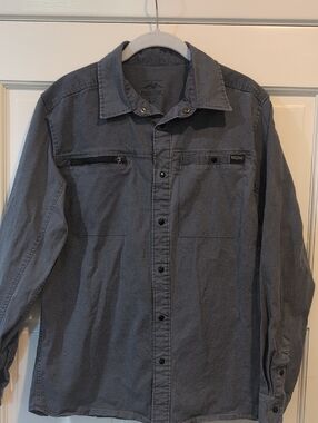 Pacific Trail Men's Gray Lightweight Snap-Up Jacket Pockets Medium Long Sleeve